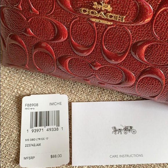 Coach Signature LTR Cosmetic Case 17 Cherry - Picture 7 of 8